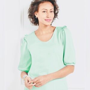 BNWT Talbots RUFFLE SHOULDER VOOP NECK TEE